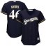 Milwaukee Brewers #46 Corey Knebel Navy Blue Alternate Womens Stitched MLB Jersey