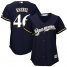 Milwaukee Brewers #46 Corey Knebel Navy Blue Alternate Womens Stitched MLB Jersey