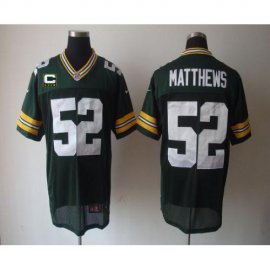 Nike Green Bay Packers #52 Clay Matthews Green Team Color With C Patch Mens Stitched NFL Elite Jersey