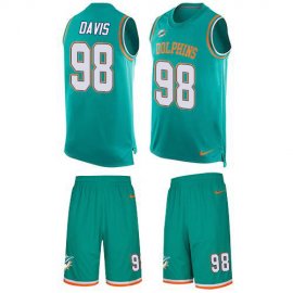 Nike Miami Dolphins #98 Raekwon Davis Aqua Green Team Color Mens Stitched NFL Limited Tank Top Suit Jersey