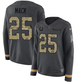 Nike Indianapolis Colts #25 Marlon Mack Anthracite Salute to Service Womens Stitched NFL Limited Therma Long Sleeve Jersey