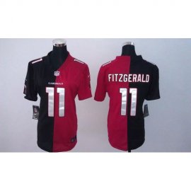 Nike Arizona Cardinals #11 Larry Fitzgerald Black/Red Womens Stitched NFL Elite Split Jersey