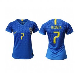 Womens Brazil #7 D. Costa Away Soccer Country Jersey