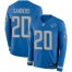 Nike Detroit Lions #20 Barry Sanders Blue Team Color Mens Stitched NFL Limited Therma Long Sleeve Jersey