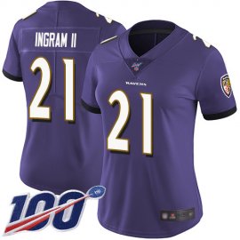 Nike Baltimore Ravens #21 Mark Ingram II Purple Team Color Womens Stitched NFL 100th Season Vapor Limited Jersey