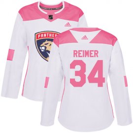 Adidas Florida Panthers #34 James Reimer White/Pink Authentic Fashion Womens Stitched NHL Jersey