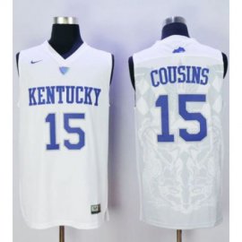 Kentucky Wildcats #15 DeMarcus Cousins White Basketball Stitched NCAA Jersey