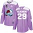 Adidas Colorado Avalanche #29 Nathan MacKinnon Purple 2022 Stanley Cup Champions Authentic Fights Cancer Stitched NHL Jersey Mens