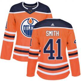 Adidas Edmonton Oilers #41 Mike Smith Orange Home Authentic Womens Stitched NHL Jersey