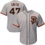 San Francisco Giants #47 Johnny Cueto Grey Road 2 Cool Base Stitched Youth MLB Jersey