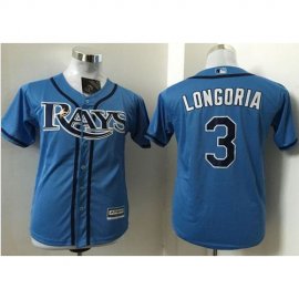 Tampa Bay Rays #3 Evan Longoria Light Blue Stitched Youth MLB Jersey