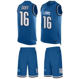 Detroit Lions #16 Jared Goff Blue Team Color Mens Stitched NFL Limited Tank Top Suit Jersey