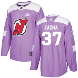 Adidas New Jersey Devils #37 Pavel Zacha Purple Authentic Fights Cancer Stitched NHL Jersey
