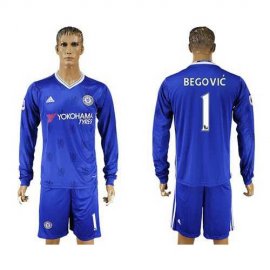 Chelsea #1 Begovic Home Long Sleeves Soccer Club Jersey