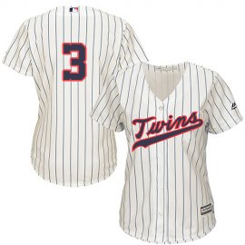 Minnesota Twins #3 Harmon Killebrew Cream Strip Alternate Womens Stitched MLB Jersey