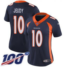 Nike Denver Broncos #10 Jerry Jeudy Navy Blue Alternate Womens Stitched NFL 100th Season Vapor Untouchable Limited Jersey