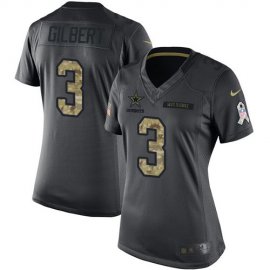 Nike Dallas Cowboys #3 Garrett Gilbert Black Womens Stitched NFL Limited 2016 Salute to Service Jersey