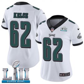 Nike Philadelphia Eagles #62 Jason Kelce White Super Bowl LII Womens Stitched NFL Vapor Untouchable Limited Jersey