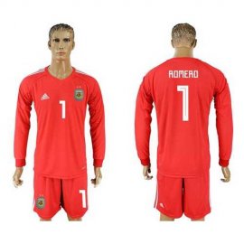Argentina #1 Romero Red Long Sleeves Goalkeeper Soccer Country Jersey