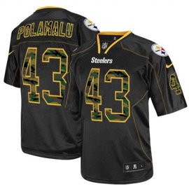 Nike Pittsburgh Steelers #43 Troy Polamalu Black Mens Stitched NFL Elite Camo Fashion Jersey