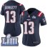 Nike New England Patriots #13 Phillip Dorsett Navy Blue Super Bowl LIII Bound Womens Stitched NFL Limited Rush Jersey