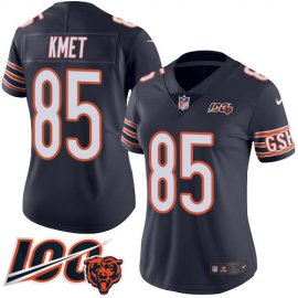 Nike Chicago Bears #85 Cole Kmet Navy Blue Team Color Womens Stitched NFL 100th Season Vapor Untouchable Limited Jersey