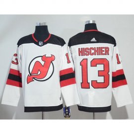 Adidas New Jersey Devils #13 Nico Hischier White Road Authentic Stitched NHL Jersey
