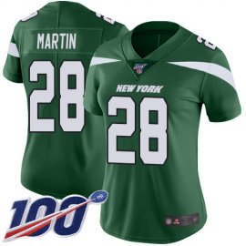 Nike New York Jets #28 Curtis Martin Green Team Color Womens Stitched NFL 100th Season Vapor Limited Jersey
