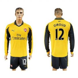Arsenal #12 Giroud Away Long Sleeves Soccer Club Jersey