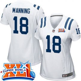 Nike Indianapolis Colts #18 Peyton Manning White Super Bowl XLI Womens Stitched NFL Elite Jersey