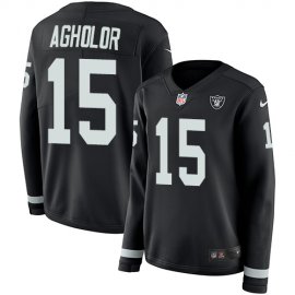 Nike Las Vegas Raiders #15 Nelson Agholor Black Team Color Womens Stitched NFL Limited Therma Long Sleeve Jersey