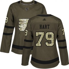 Adidas Philadelphia Flyers #79 Carter Hart Green Salute to Service Womens Stitched NHL Jersey