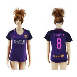 Womens Barcelona #8 A.Iniesta Away Soccer Club Jersey