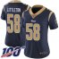 Nike Los Angeles Rams #58 Cory Littleton Navy Blue Team Color Womens Stitched NFL 100th Season Vapor Limited Jersey