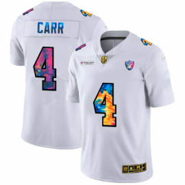 Las Vegas Raiders #4 Derek Carr Mens White Nike Multi-Color 2020 NFL Crucial Catch Limited NFL Jersey