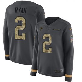 Nike Atlanta Falcons #2 Matt Ryan Anthracite Salute to Service Womens Stitched NFL Limited Therma Long Sleeve Jersey