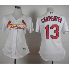 St.Louis Cardinals #13 Matt Carpenter White Home Womens Stitched MLB Jersey
