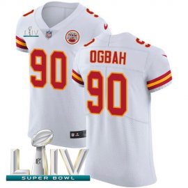 Nike Kansas City Chiefs #90 Emmanuel Ogbah White Super Bowl LIV 2020 Mens Stitched NFL New Elite Jersey