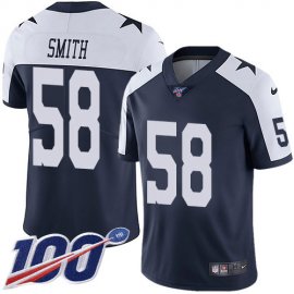 Nike Dallas Cowboys #58 Aldon Smith Navy Blue Thanksgiving Youth Stitched NFL 100th Season Vapor Throwback Limited Jersey
