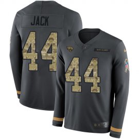 Nike Jacksonville Jaguars #44 Myles Jack Anthracite Salute to Service Mens Stitched NFL Limited Therma Long Sleeve Jersey
