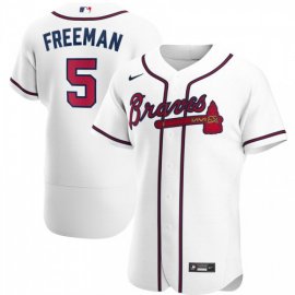 Atlanta Braves #5 Freddie Freeman Mens Nike White Home 2020 Authentic Player MLB Jersey