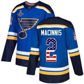 Adidas St. Louis Blues #2 Al MacInnis Blue Home Authentic USA Flag Stanley Cup Champions Stitched NHL Jersey