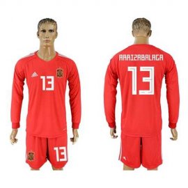 Spain #13 Arrizabalaga Red Long Sleeves Goalkeeper Soccer Country Jersey