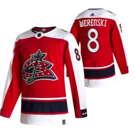 Columbus Blue Jackets #8 Zach Werenski Red Mens Adidas 2020-21 Reverse Retro Alternate NHL Jersey