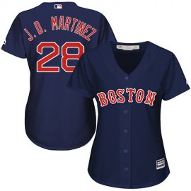 Boston Red Sox #28 J. D. Martinez Navy Blue Alternate Womens Stitched MLB Jersey