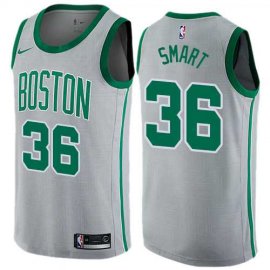 Mens Nike Boston Celtics #36 Marcus Smart Gray NBA Swingman City Edition Jersey