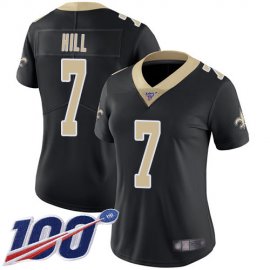 Nike New Orleans Saints #7 Taysom Hill Black Team Color Womens Stitched NFL 100th Season Vapor Limited Jersey