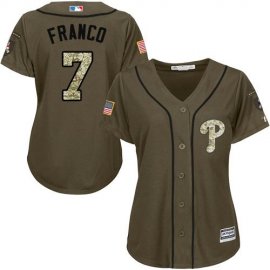 Philadelphia Phillies #7 Maikel Franco Green Salute to Service Womens Stitched MLB Jersey
