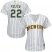 Milwaukee Brewers #22 Christian Yelich White Strip Home Womens Stitched MLB Jersey