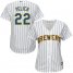Milwaukee Brewers #22 Christian Yelich White Strip Home Womens Stitched MLB Jersey